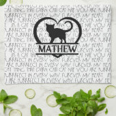 Cat Sayings and Silhouette Heart Split Monogram  Theedoek (Gevouwen)