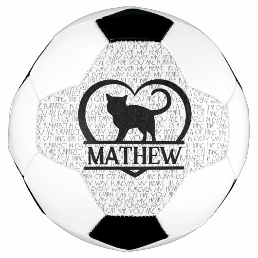 Cat Sayings and Silhouette Heart Split Monogram Voetbal (Voorkant)