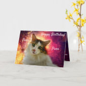 Cat Schattige Cute Calico Kaart (Gele Bloem)