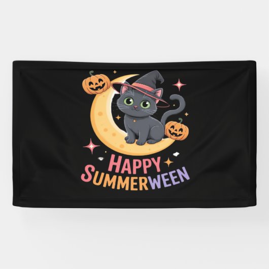 Cat Schattige Halloween Esthetisch Essentieel T-sh Spandoek (Horizontaal)