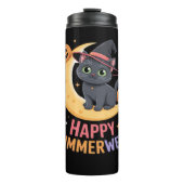 Cat Schattige Halloween Esthetisch Essentieel T-sh Thermosbeker (Voorkant)