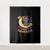 Cat Schattige Halloween Esthetisch Essentieel T-sh Wandkleed (Voorkant)
