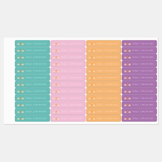 Cat School Class Lunch Nom Numéro Étiquette (Feuille)