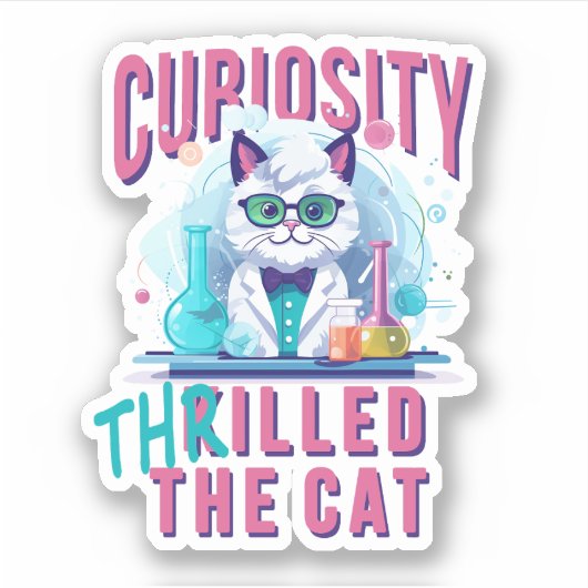 Cat Science: Nieuwsgierigheid Opgewonden voor de k Sticker (Voorkant)