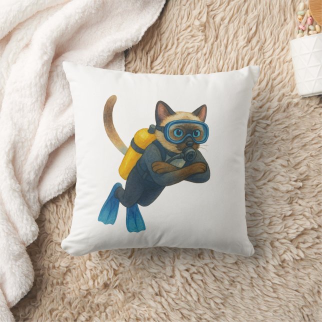 Cat scuba divers dive in the sea kussen (Deken)