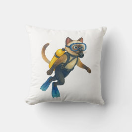 Cat scuba divers dive in the sea kussen