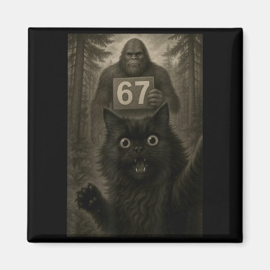 Cat Selfie 67 Meme Six Seven Funny Bigfoot  Magneet (Voorkant)