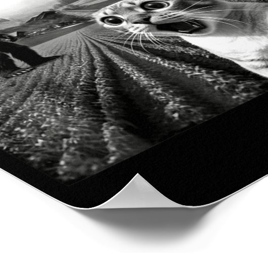 Cat Selfie With Alien Ufo Funny Cat Alien Bigfoot Poster (Hoek)