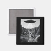 Cat Selfie With Alien Ufo Funny Cat Funny Ed Cat Magneet (Voorkant / Achterkant)