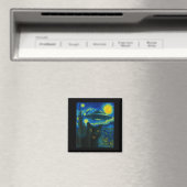 Cat Selfie With Alien Ufo Night Van Gogh Men Women Magneet (Insitu (Vaatwasser))