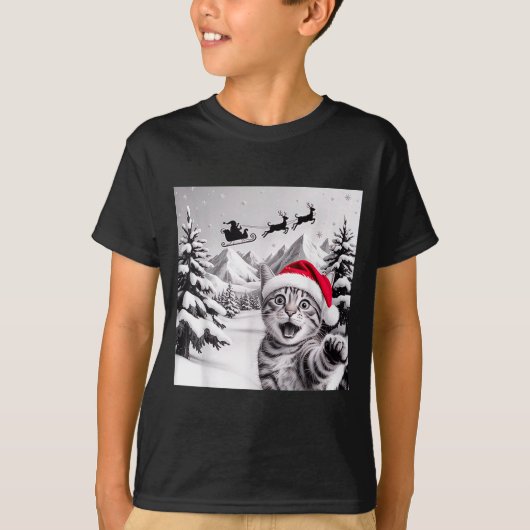 Cat Selfie With Santa  T-shirt (Voorkant)