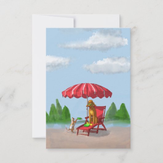 Cat Servant en Poedel Note Kaart (Voorkant)