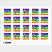 Cat Shaped Rainbow Twist Vierkante Sticker (Vel)
