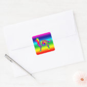 Cat Shaped Rainbow Twist Vierkante Sticker (Envelop)