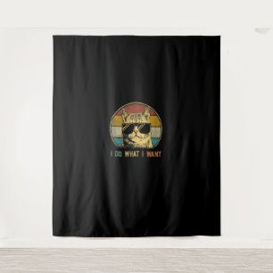 cat shirten voor mannen, Retro Ik doe wat ik wil g Wandkleed