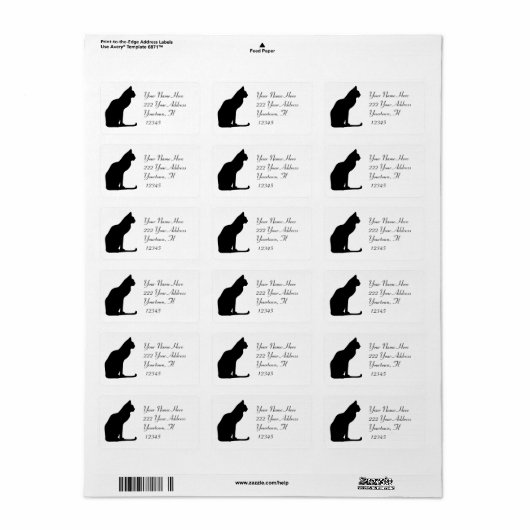 CAT silhouet adreslabel Etiket (Full Sheet)