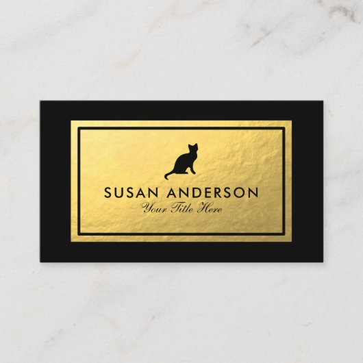 Cat Silhouette - Faux Gold Foil Visitekaartje (Voorkant)
