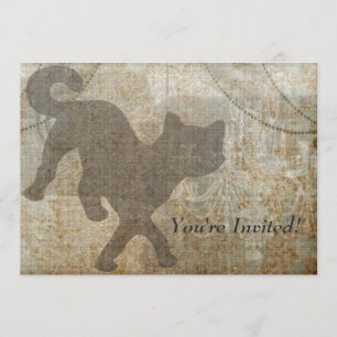 Cat Silhouette French Chandelier Adult Party Kaart