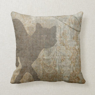 Cat Silhouette French Climier Faux Linen Kussen