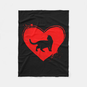 Cat Silhouette Hart Vorm Valentijn Kattenliefhebbe Fleece Deken