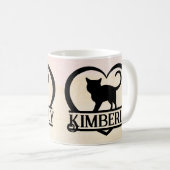 Cat Silhouette Heart Split Monogram Sunset Koffiemok (Voorkant rechts)