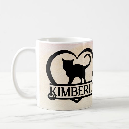 Cat Silhouette Heart Split Monogram Sunset Koffiemok (Links)