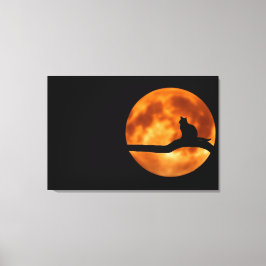 Cat Silhouette Moonlight Canvas Afdrukken