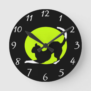 Cat Silhouette Ronde Klok