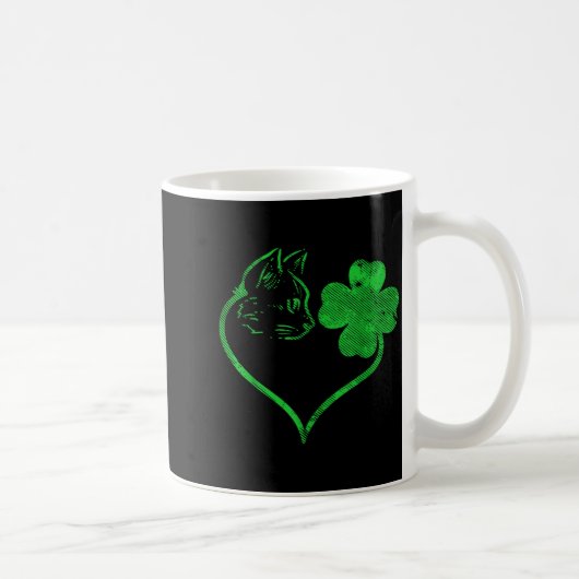 Cat Silhouette Shamrock St Patricks Day Kitten Lov Koffiemok (Rechts)