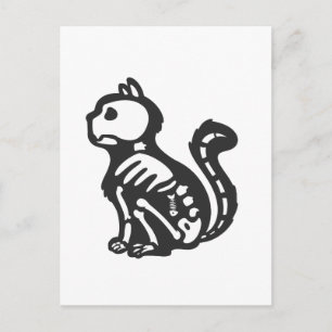 Cat skeleton cartoon silhouet - Kies achterkleur Briefkaart
