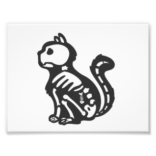 Cat skeleton cartoon silhouet - Kies achterkleur Foto Afdruk