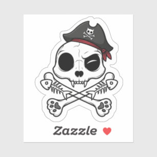 Cat Skull & Crossbones – Grappige piratenkat Sticker