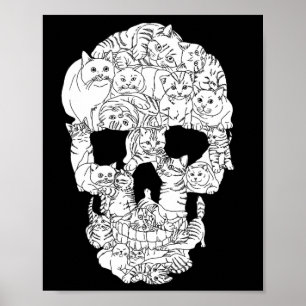 Cat Skull Kat Skeleton Halloween Gothic Punk Emo G Poster