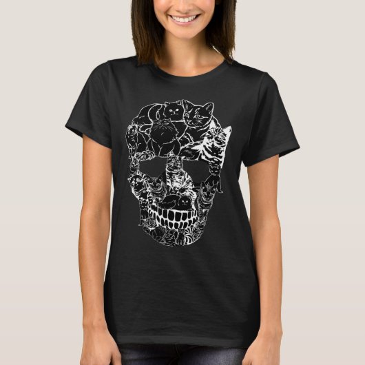 Cat Skull   Kitty Skeleton Halloween Costume Skull T-shirt (Voorkant)