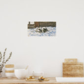 Cat Slaapend op een bed, c. 1865-70 Poster (Keuken)