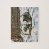 Cat Slaapend op een bed van Claude Monet Legpuzzel (Verticaal)