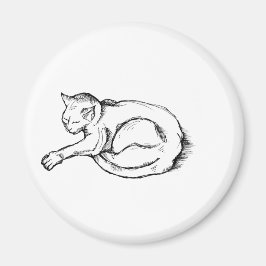Cat Sleeping Illustration Pen Drawing Art Magneet