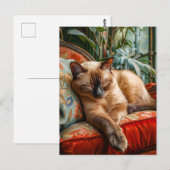 Cat Sleeping on Cozy Chair Briefkaart (Voorkant / Achterkant)