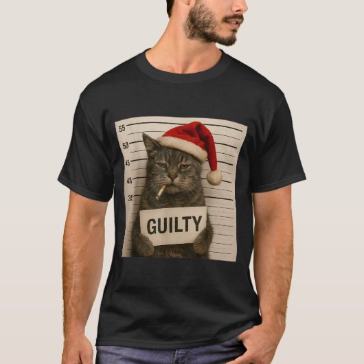 Cat Smoking Cigarette Christmas Funny Meme Cat  T-shirt (Voorkant)