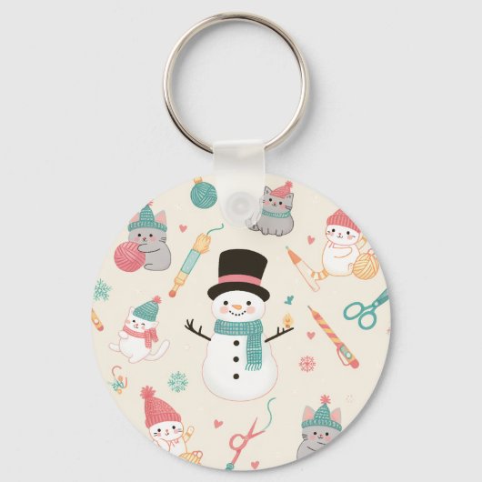 Cat Snowman Sleutelhangers (Voorkant)