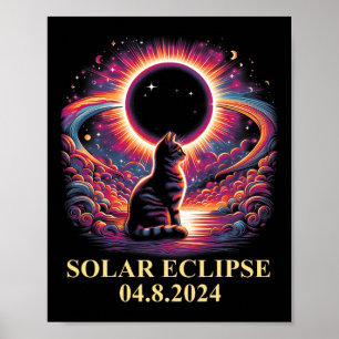 Cat Solar Eclipse 2024 Totality April 8 Mannen Vro Poster