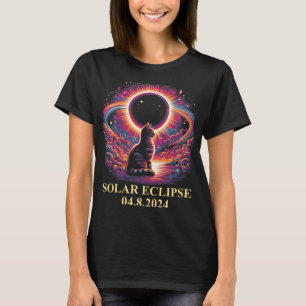 Cat Solar Eclipse 2024 Totality April 8 Mannen Vro T-shirt