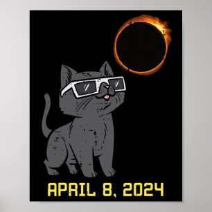 Cat Solar Eclipse 2024 Totality April 8 Vrouwen Ma Poster