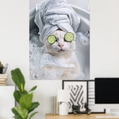 Cat Spa Dag Wall Art Gift Poster (Thuiskantoor)