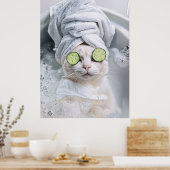 Cat Spa Dag Wall Art Gift Poster (Keuken)