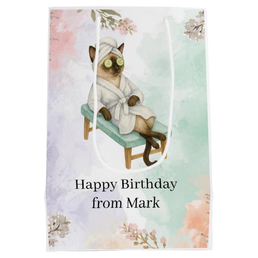 Cat Spa-feest voor Siamese kattenliefhebbers Medium Cadeauzakje (Achterkant)