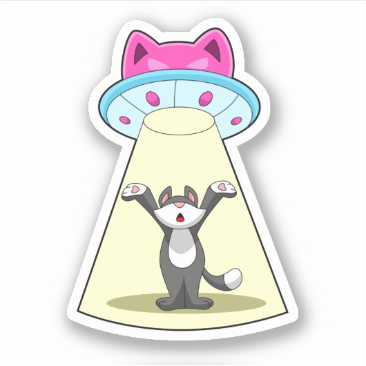 Cat Spaceship Sticker (Voorkant)