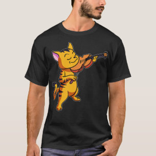 Cat Spelen String Viool Grappig Violinist Kat Mu T-shirt