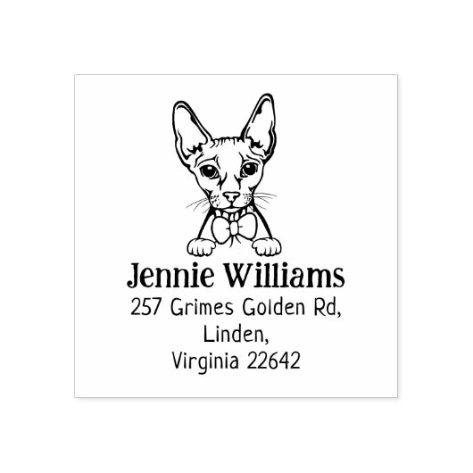 Cat Sphinx retouradres Rubberstempel (Afrduk)