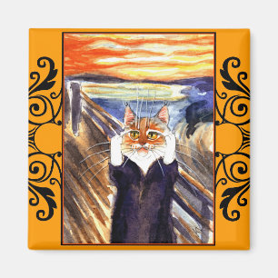 Cat spoof magnet, Edvard Munch's scream Magneet
